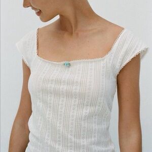 NWT Zara Cream Lace Pointelle Detail Tank Top